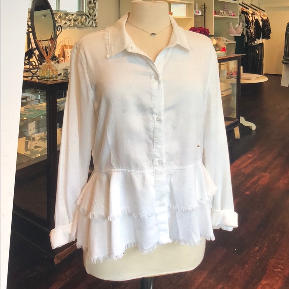 Bella Dahl Layered Peplum Shirt in White